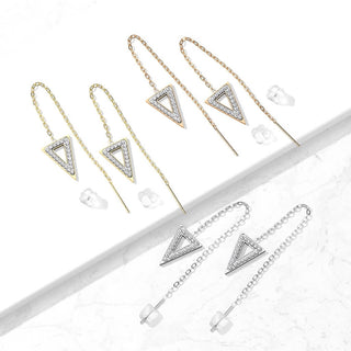 Ohrstecker Dreieck Kette beweglich Zirkonia