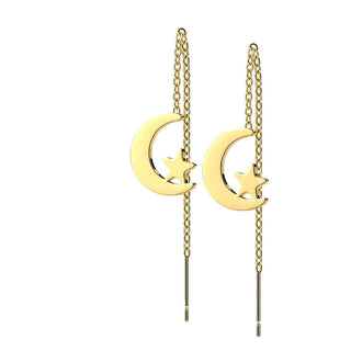 Ohrstecker Stern Mond Kette beweglich