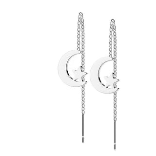Ohrstecker Stern Mond Kette beweglich