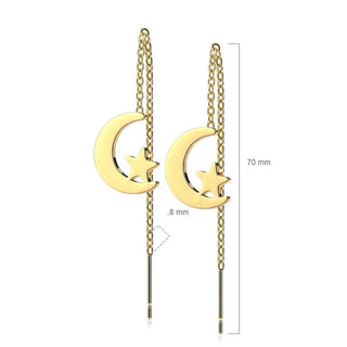 Ohrstecker Stern Mond Kette beweglich