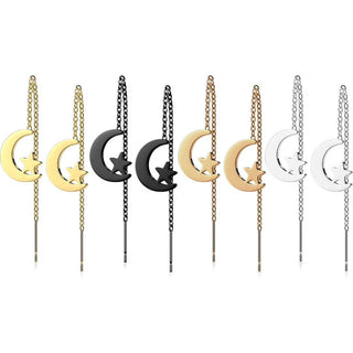 Ohrstecker Stern Mond Kette beweglich