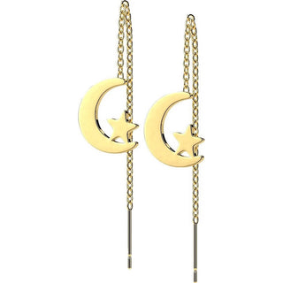 Ohrstecker Stern Mond Kette beweglich