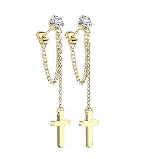Ohrstecker Kreuz Kette beweglich