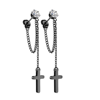 Ohrstecker Kreuz Kette beweglich
