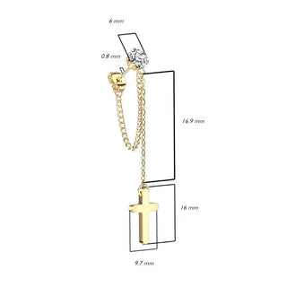 Ohrstecker Kreuz Kette beweglich