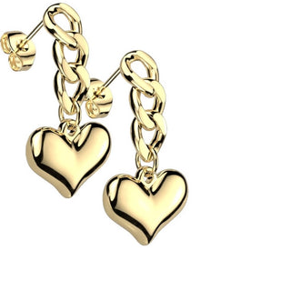 Stud Earring 316L Stud Earrings Heart Dangle 1 Pair