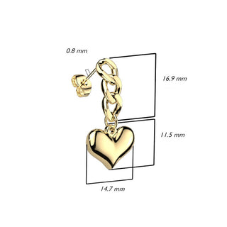 Stud Earring 316L Stud Earrings Heart Dangle 1 Pair