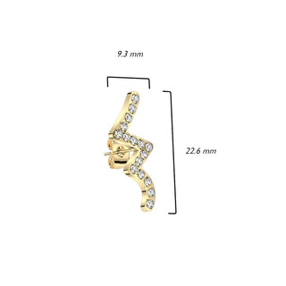 Stud Earring 316L Stud Earrings CNC Cubic Zirconia Wave 1 Pair