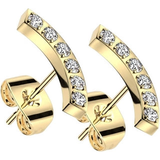 Stud Earring Curved Zirconia