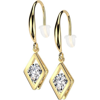 Ohrring hohler Diamant Anhänger Zirkonia
