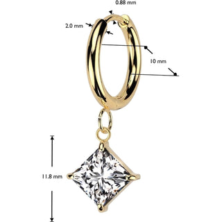 Earring square zirconia dangle