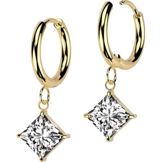 Earring square zirconia dangle