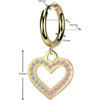 Earring heart zirconia dangle