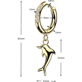 Earring Dolphin Dangle Zirconia 1 Pair