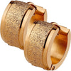 Earring 316L Sand Blast Center Stepped Edges Hoop Huggie Earrings 1 Pair Clicker