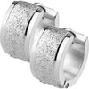 Earring 316L Sand Blast Center Stepped Edges Hoop Huggie Earrings 1 Pair Clicker