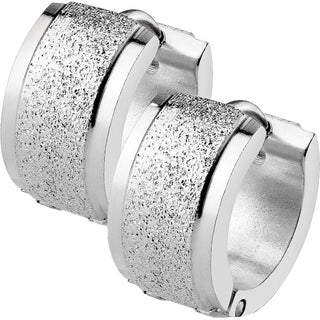 Earring 316L Sand Blast Center Stepped Edges Hoop Huggie Earrings 1 Pair Clicker