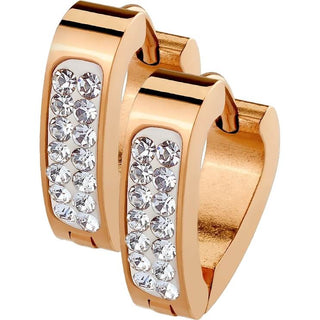 Earring 316L Clear Crystal Paved Triangle Shape Hoop Huggie Earrings 1 Pair Clicker