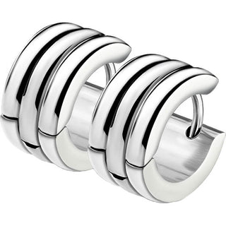 Earring 316L Triple Dome Hoop Huggie Earrings 1 Pair Clicker