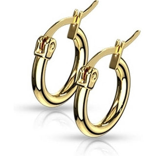 Hoop Earring 316L Gold IP Round Hoop Earrings 1 Pair
