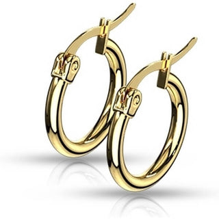 Hoop Earring 316L Gold IP Round Hoop Earrings 1 Pair