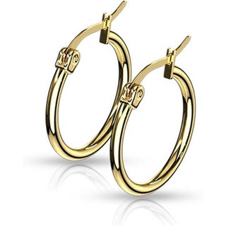 Hoop Earring 316L Gold IP Round Hoop Earrings 1 Pair