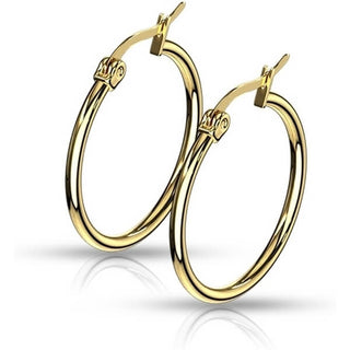 Hoop Earring 316L Gold IP Round Hoop Earrings 1 Pair