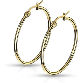Hoop Earring 316L Gold IP Round Hoop Earrings 1 Pair