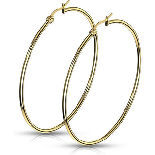Hoop Earring 316L Gold IP Round Hoop Earrings 1 Pair