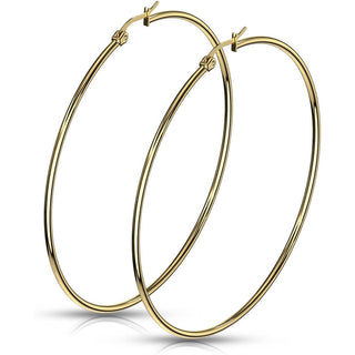 Hoop Earring 316L Gold IP Round Hoop Earrings 1 Pair