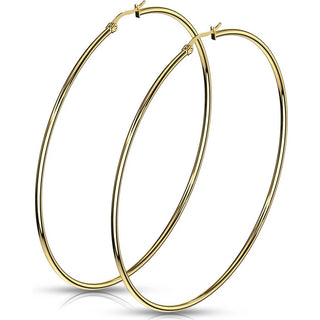 Hoop Earring 316L Gold IP Round Hoop Earrings 1 Pair