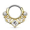 Septum Piercing Clicker Quadrat Zirkonia Gold PVD Clicker