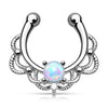 Fake Nasenpiercing Septum Opal Rund Silber Biegbar