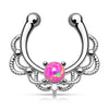 Fake Nasenpiercing Septum Opal Rund Silber Biegbar