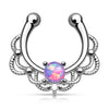 Fake Nasenpiercing Septum Opal Rund Silber Biegbar