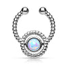 Fake Nasenpiercing Septum Opal Rund Silber Biegbar
