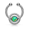 Fake Nasenpiercing Septum Opal Rund Silber Biegbar