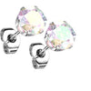 Stud Earring 316L Round Cubic Zirconia Stud Earring 1 Pair