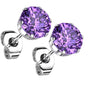 Stud Earring 316L Round Cubic Zirconia Stud Earring 1 Pair
