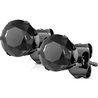 Ohrstecker Zirkonia Rund Schwarz PVD