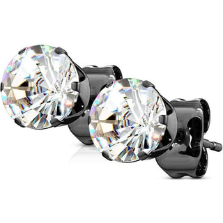 Ohrstecker Zirkonia Rund Schwarz PVD