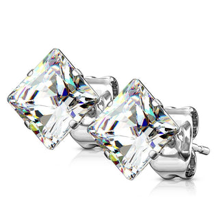Ohrstecker Quadrat Zirkonia Silber
