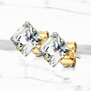 Ohrstecker Quadrat Zirkonia Gold