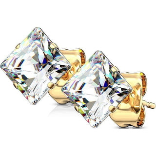Ohrstecker Quadrat Zirkonia Gold