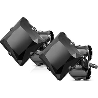 Ohrstecker Quadrat Zirkonia Schwarz PVD