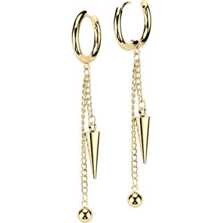 Earring 316L Hinged Hoop Earrings Ball Cone Dangle 1 Pair Clicker