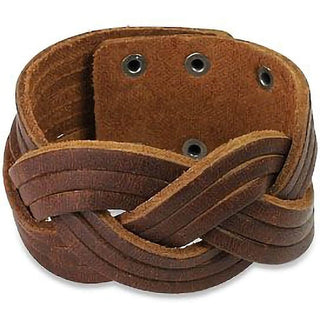 Bracelet Brown Leather Bracelet Triple Cut Weaves