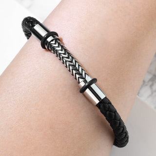 Armband Schwarz Geflochten Silber Magnet