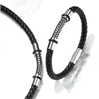 Armband Schwarz Geflochten Silber Magnet