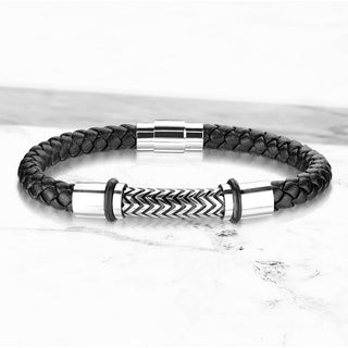 Armband Schwarz Geflochten Silber Magnet